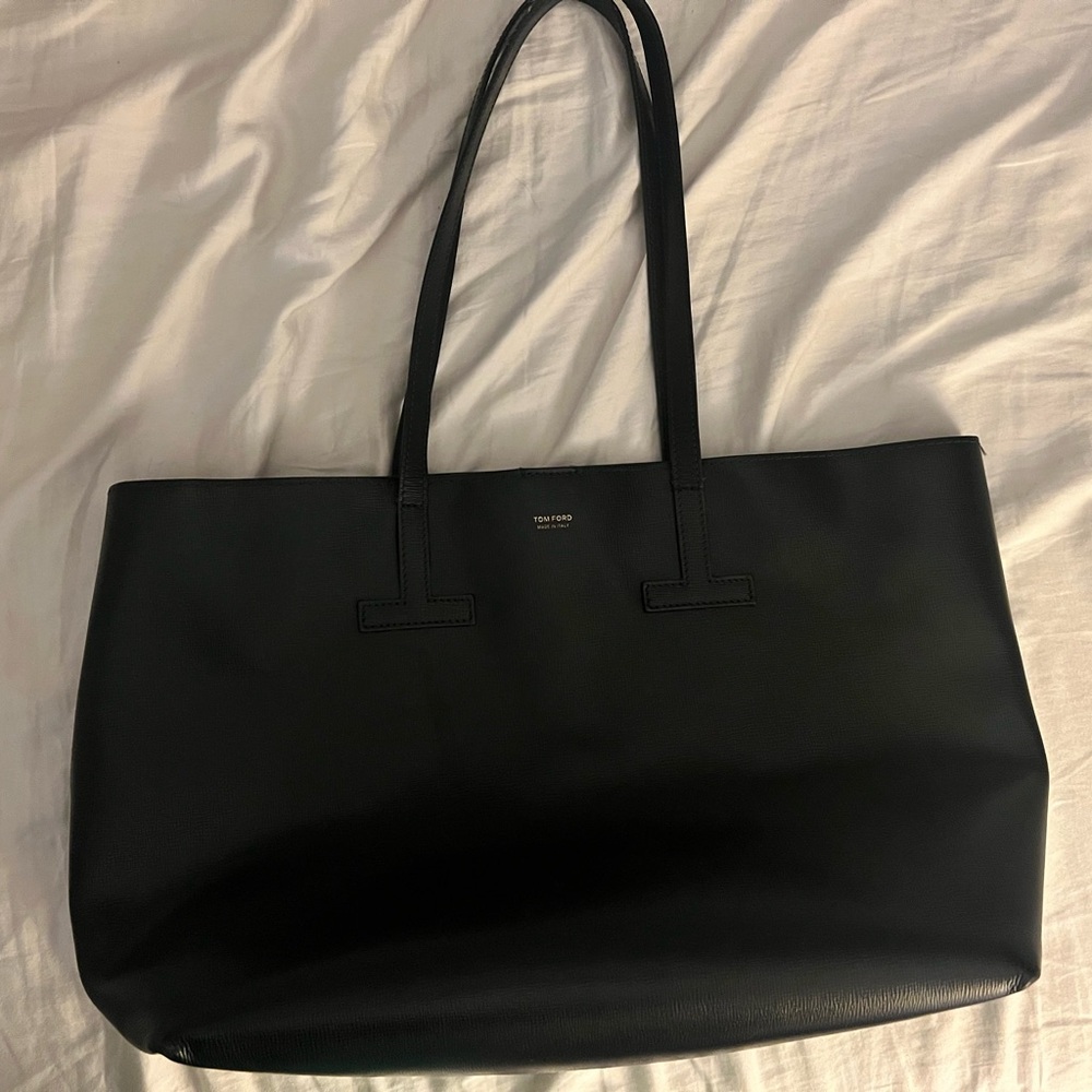 TOM FORD Black Leather Tote Bag